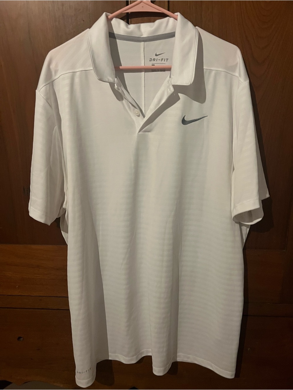 Nike White Men's Polo with Grey Swoosh